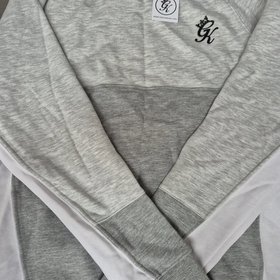 GYM KING MINEFIELD CREW NECK LONG SLEEVE JUMPER IN GREY/WHITE SIZE SMALL