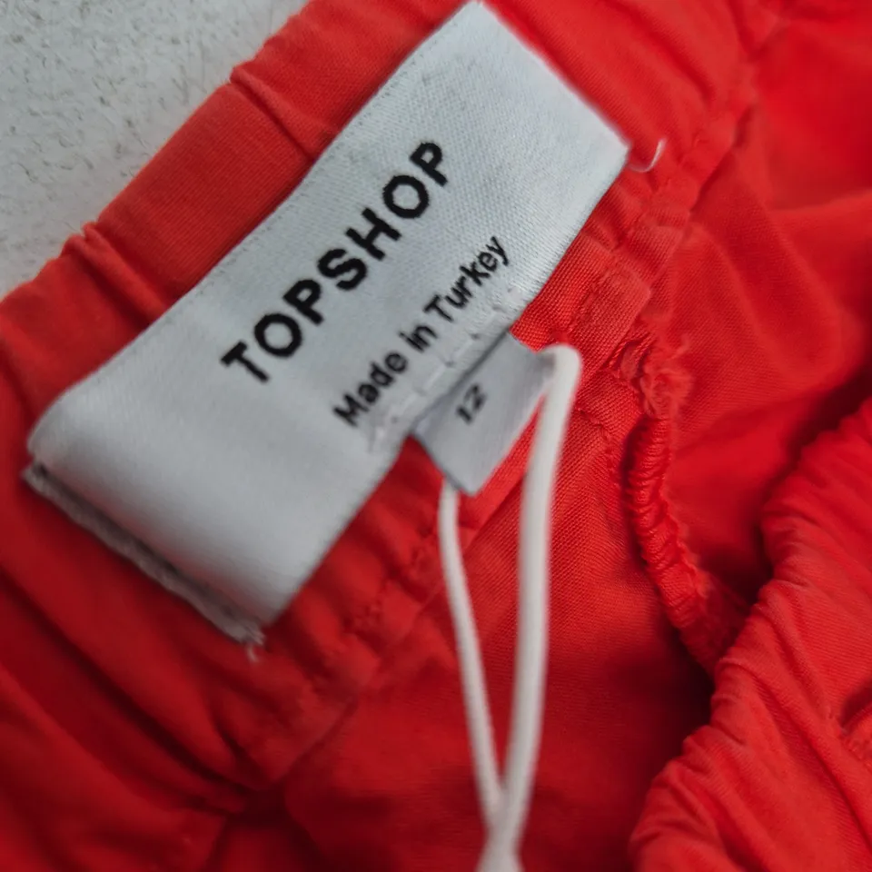 TOPSHOP RED WOMEN'S TROUSERS, UK SIZE 12