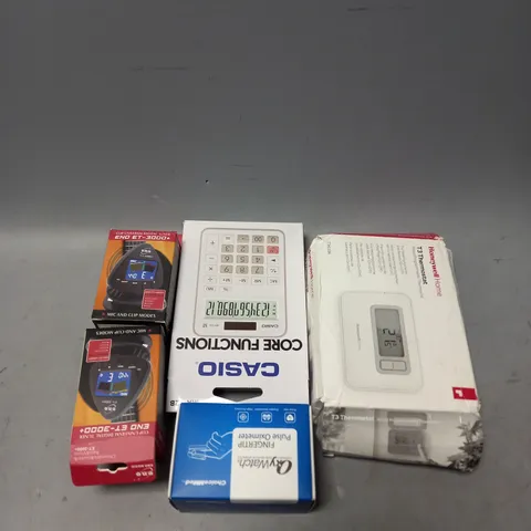 APPROXIMATELY 10 ASSORTED ELECTRICAL PRODUCTS TO INCLUDE DIGITAL TUNER , PULSE OXIMETER , CALCULATOR , ETC