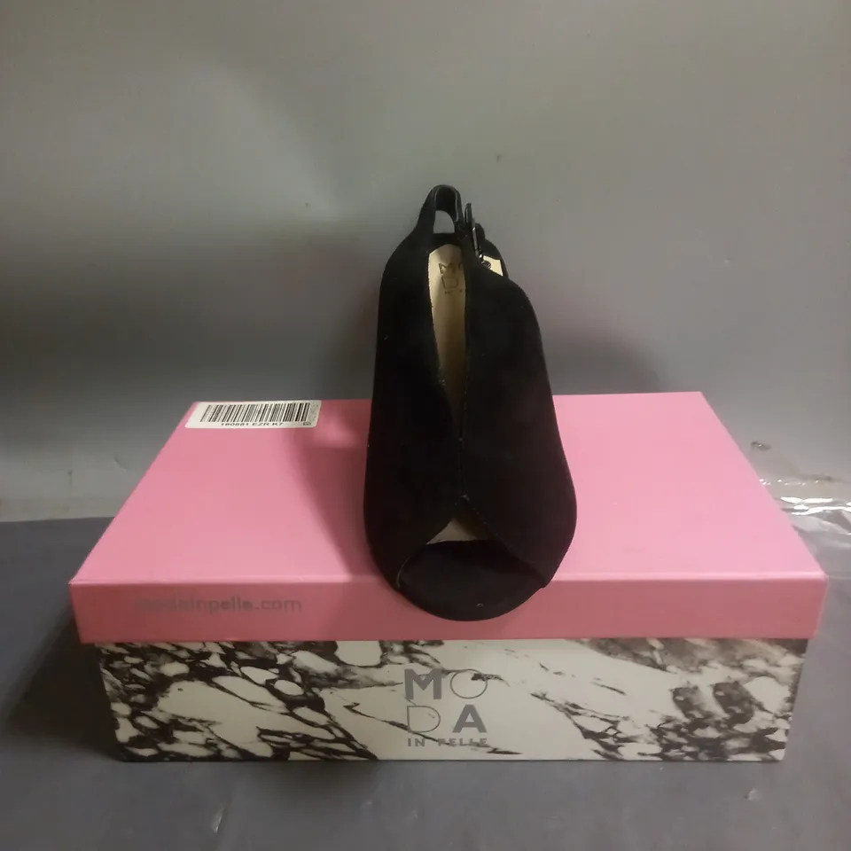 MODA IN PELLE CHRISSI SUEDE PEEP TOE SLINGBACK SANDALS BLACK SIZE EU 40