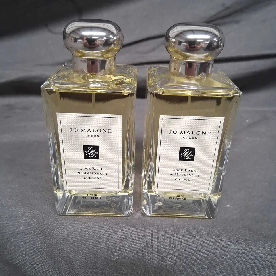 TWO BOTTLES OF JO MALONE LONDON LIME BASIL AND MANDARIN COLOGNE 100ML