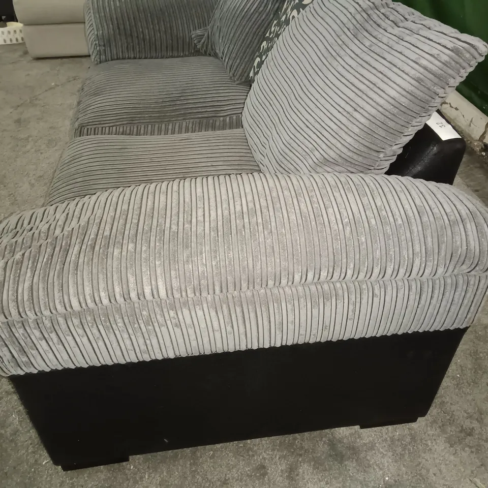 GREY JUMBO CORD 2-SEATER SOFA WITH BLACK TRIM