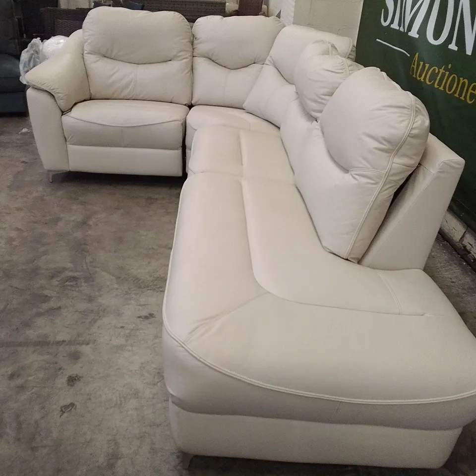 QUALITY DESIGNER G-PLAN JACKSON 3 CORNER CH SOFA - CAMBRIDGE CHALK LEATHER 