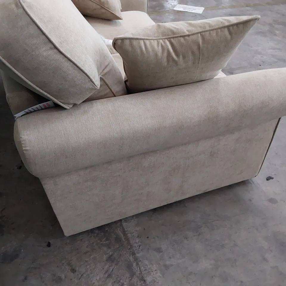 DESIGNER TWO SEATER SOFA BEIGE FABRIC 
