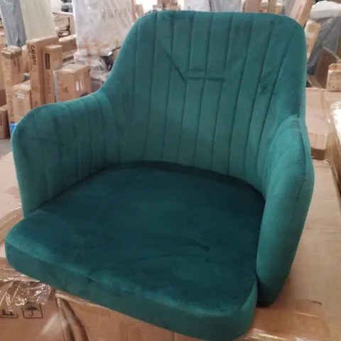 BOXED SET OF 2 DESIGNER DINING CHAIRS - GREEN VELVET 