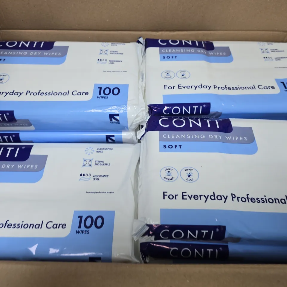 APPROXIMATELY 30 CONTI SOFT CLEANSING DRY WIPE PACKS - 100 WIPES PER PACK 
