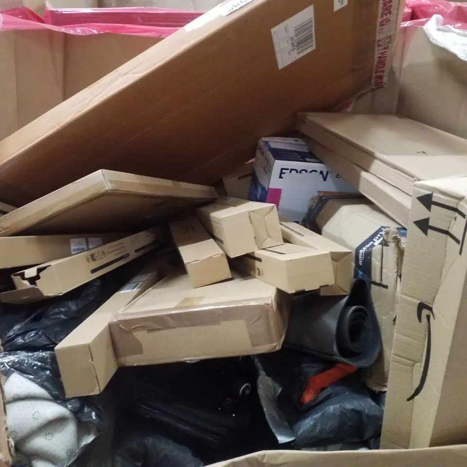 PALLET CONTAINING ASSORTED PRODUCTS INCLUDING STONE BATH MAT, CANON PIXMA MG2550S PRINTER, YOGA MAT, SHOWER RAIL RIDERS & TELESCOPIC LANDING NET