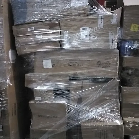 PALLET OF HOUSEHOLD ITEMS TO INCLUDE MERRY CHRISTMAS LED LIGHTS, FOOD MEAT GRINDER,  6.5FT PVC SIMULATION TREE AND OTHER ASSORTED ITEMS...