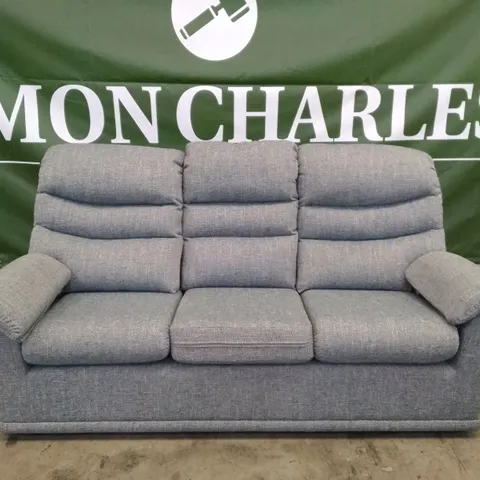 QUALITY DESIGNER G-PLAN MALVERN D 3 SEATER (3 CUSH) SOFA - DAPPLE KINGFISHER FABRIC 