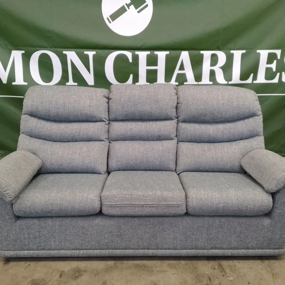 QUALITY DESIGNER G-PLAN MALVERN D 3 SEATER (3 CUSH) SOFA - DAPPLE KINGFISHER FABRIC