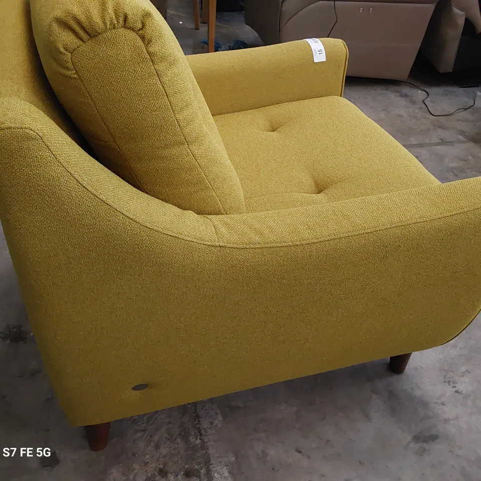 QUALITY BRITISH DESIGNER G PLAN EDWARD ARMCHAIR BOBBLE MUSTARD FABRIC 