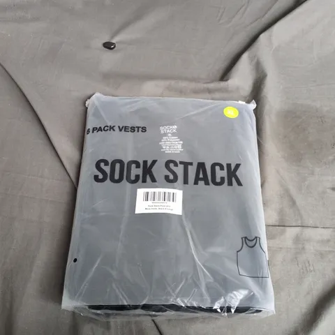 SOCK STACK PACK OF 6 MEN’S VESTS – BLACK, XL