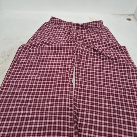HOLLISTER PLAID FLANNEL LOUNGE PANTS, BURGUNDY/WHITE CHECK, XS