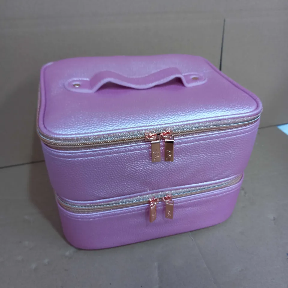 METALLIC MAKE-UP ORGANISER TWO TIER VANITY CASE