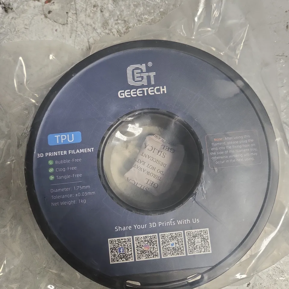 SEALED GEEETECH TPU 3D PRINTER FILAMENT - 1KG 