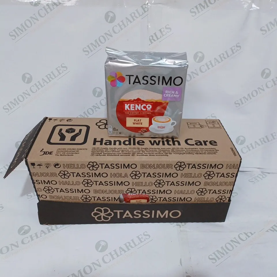 LOT TO CONTAIN 5 X PACKS OF TASSIMO KENCO FLAT WHITE COFFEE PODS // BEST BEFORE: 18/04/2024