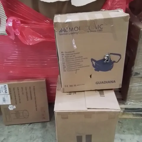 PALLET OF ASSORTED HOUSEHOLD GOODS AND PRODUCTS TO INCLUDE;SIDE TABLE,TOILET SEAT BOOSTER,PORTABLE DISHWASHER 