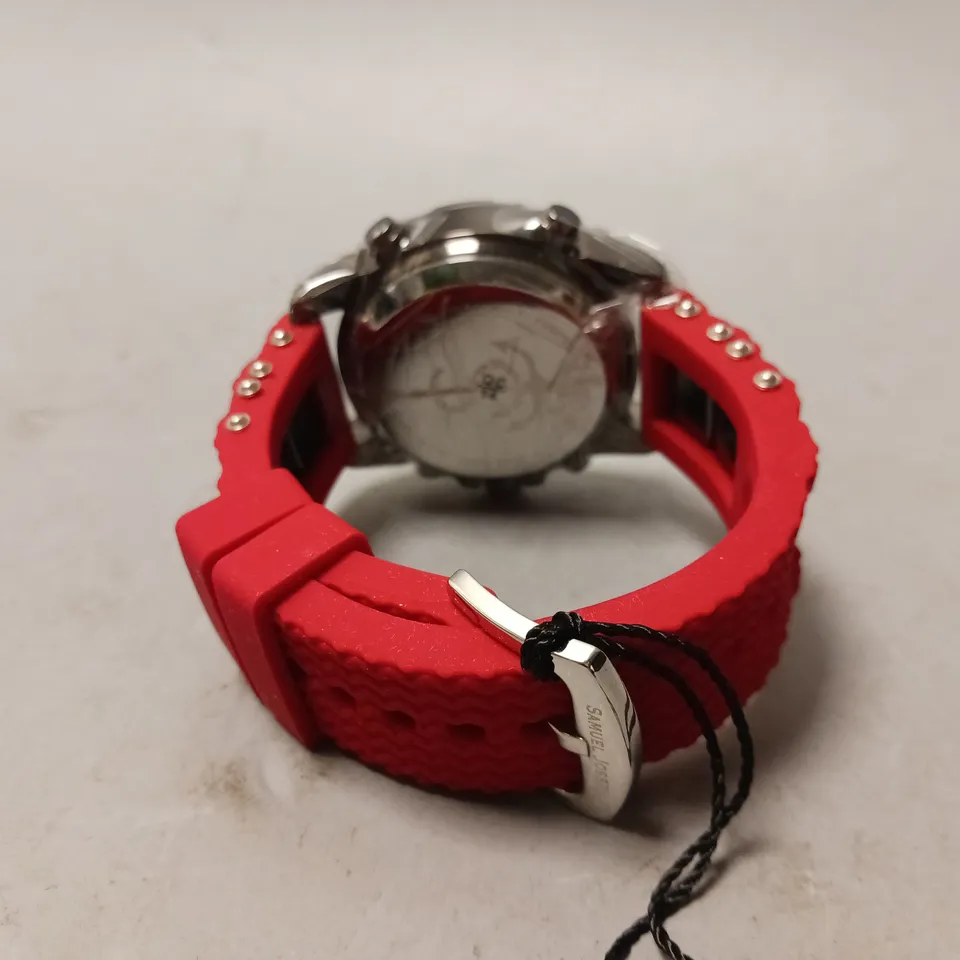 BOXED SAMUEL JOSEPH LIMITED EDITION MULTI FUNCTIONAL RED DESIGNER MENS WATCH