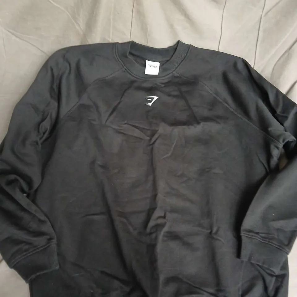 GYMSHARK TRAINING OVERSIZED FLEECE SWEATSHIRT IN BLACK - SMALL