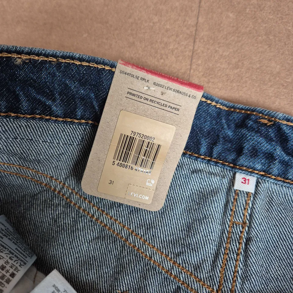 LEVI HIGH-RISE DECONSTRUCTURED SKIRT IN BLUE - SIZE 31