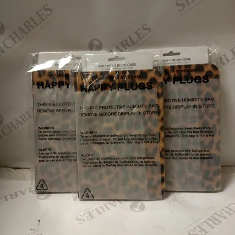 LOT OF APPROX 10 HAPPY PLUGS IPAD MINI 4 BOOK CASES - LEOPARD
