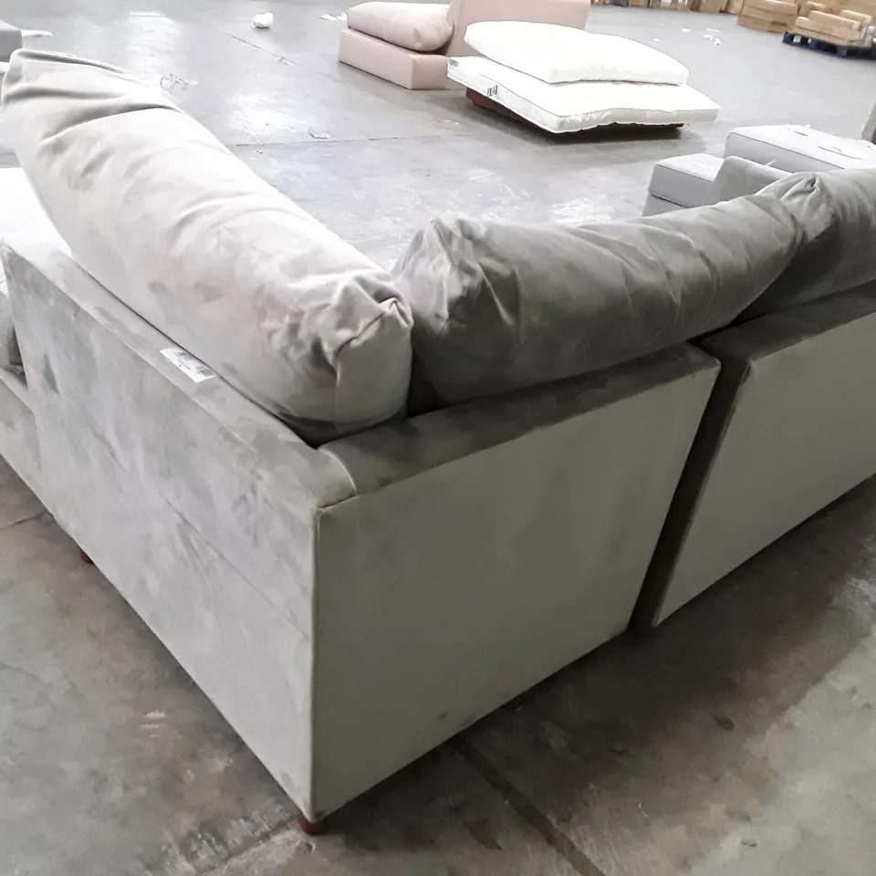 QUALITY DESIGNER ANSTY 4 SEATER CHAISE SOFA - FAWN GREY FABRIC