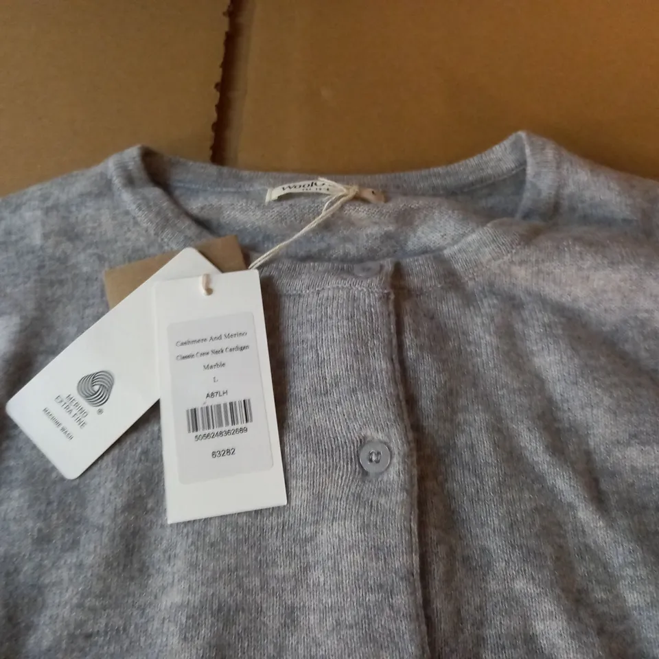 WOOLOVERS CASHMERE AND MERINO CREW NECK CARDIGAN - L