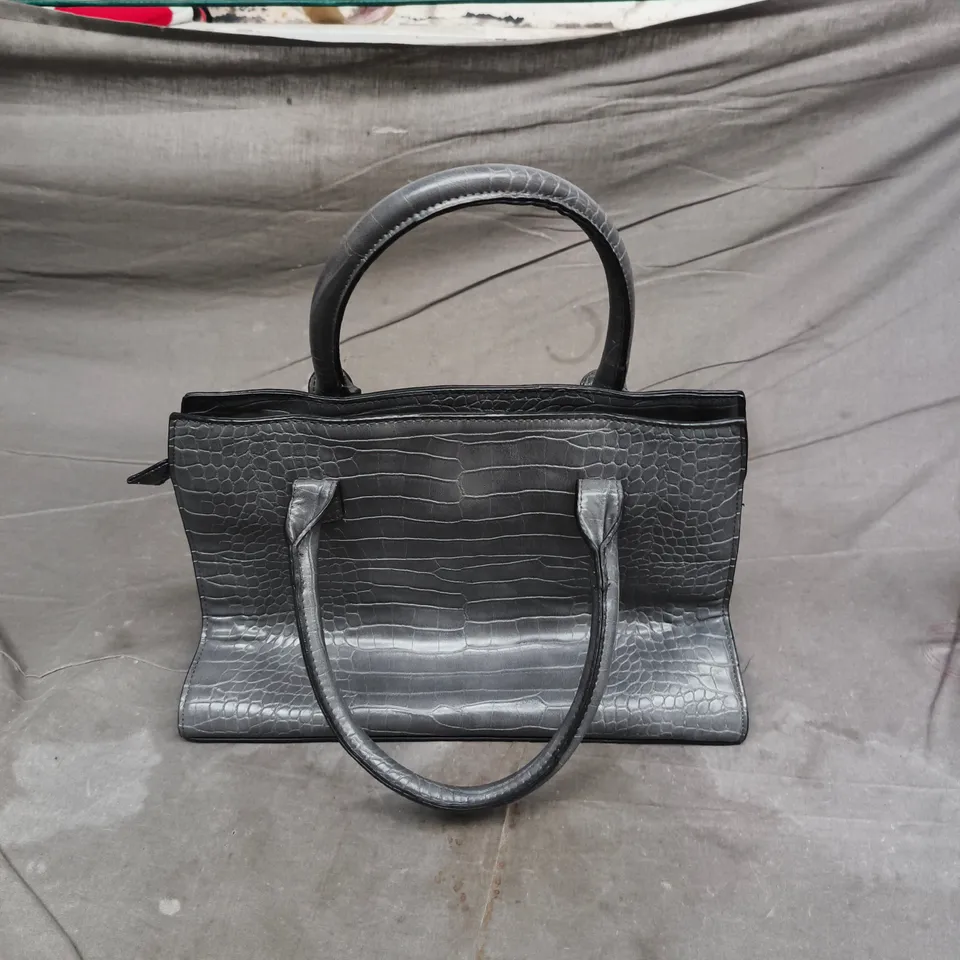 CARVELA LONDON KURT GEIGER GREY CROCODILE-EFFECT LEATHER HANDBAG
