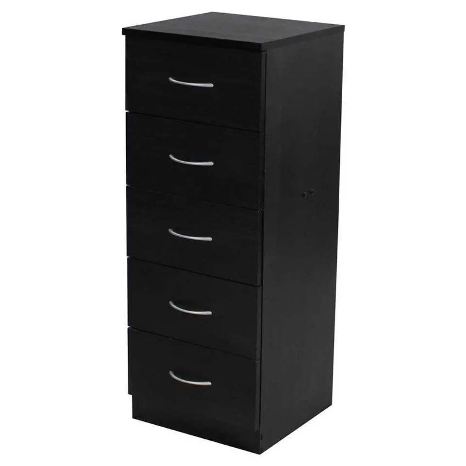 BOXED DESIGNER 5 DRAWER CHEST- BLACK OAK EFFECT PARTS (1 BOX)
