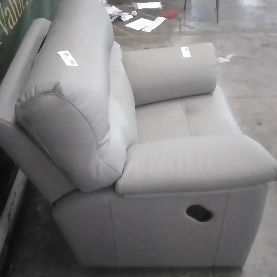 QUALITY G-PLAN BRITISH MADE HARDWOOD FRAMED STERTFORD CAMBRIDGE GREY LEATHER MANUALLY RECLINING ARMCHAIR