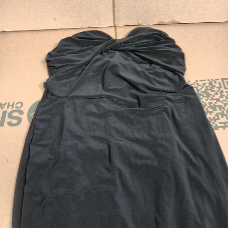 CLUB L LONDON BLACK BANDEAU MAXI DRESS WITH SCARF DETAIL – UK 16