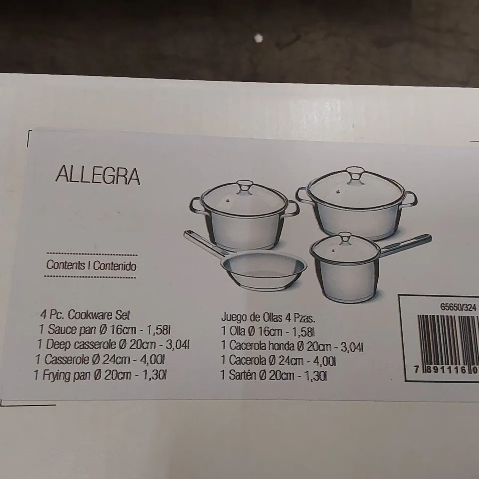 BOXED TRAMONITA ALLEGRA 4 PIECE STAINLESS STEEL COOKWARE SET (1 BOX)