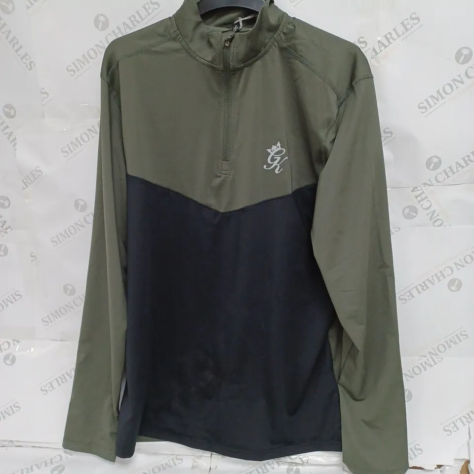 GYMKING GREEN/BLACK 1/2 ZIP LOGO JACKET- LARGE