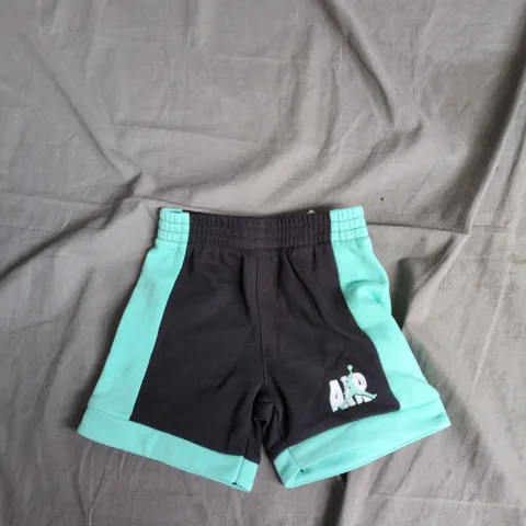 JORDAN KIDS' SHORTS – BLACK WITH TURQUOISE PANELS, 18M (UK 12-18M)
