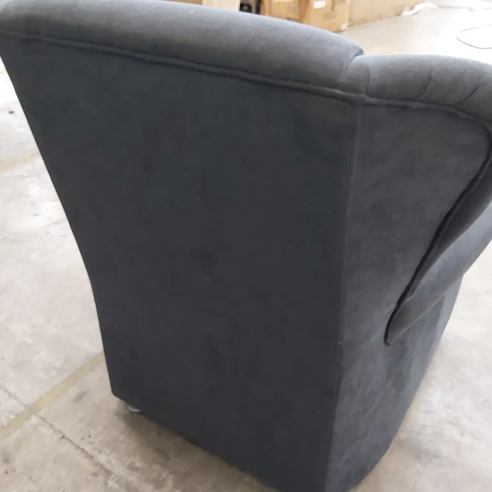 DESIGNER WINGBACK EASY CHAIR BLUE FABRIC 