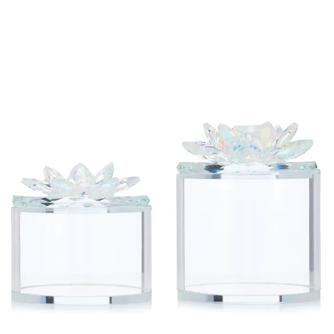 JM BY JULIEN MACDONALD SET OF 2 LOTUS GLASS TRINKET BOX