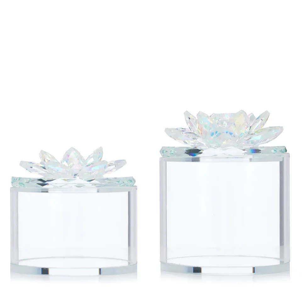 JM BY JULIEN MACDONALD SET OF 2 LOTUS GLASS TRINKET BOX