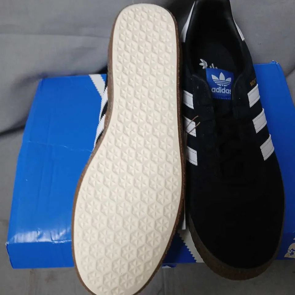 ADIDAS MONTREAL RM TRAINERS – BLACK SUEDE, UK 11 (EU 46) – BOXED