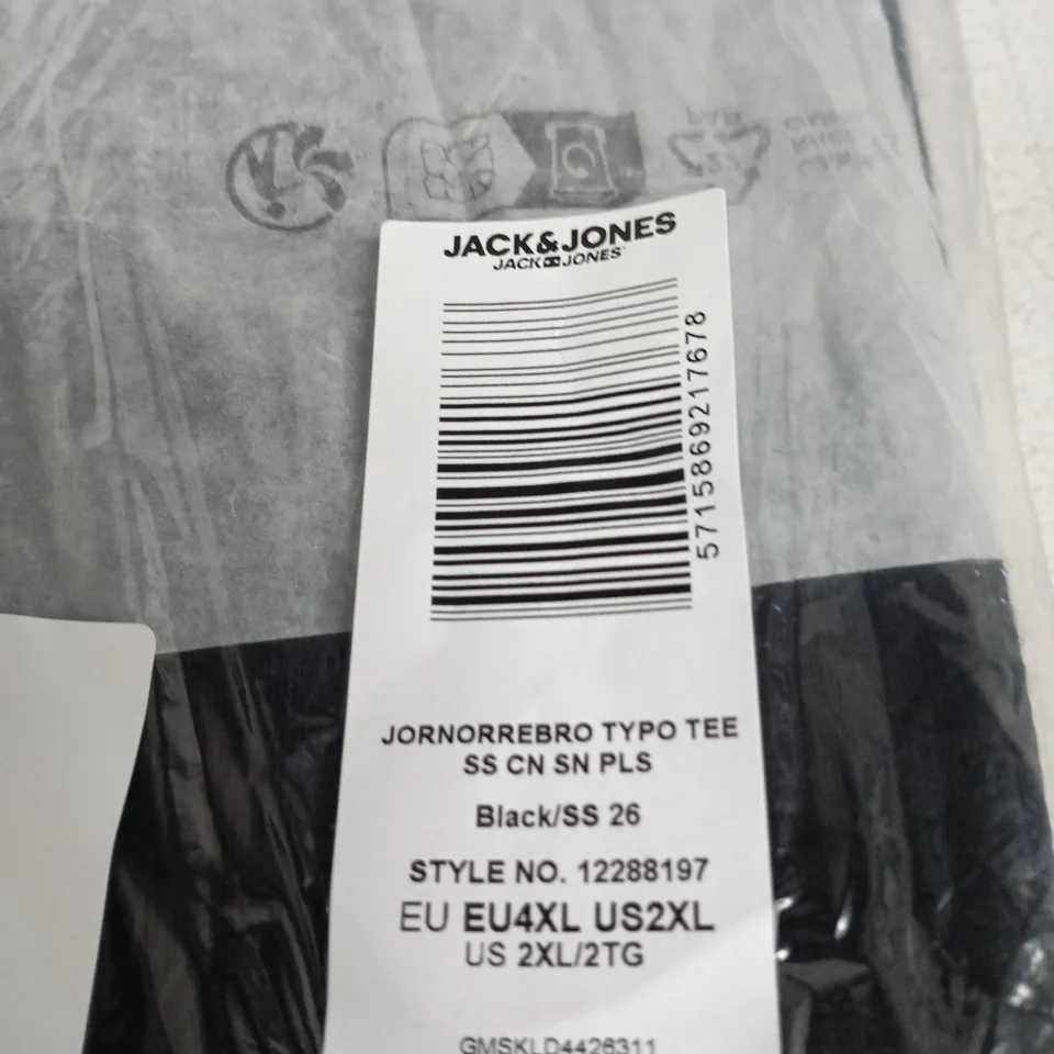 JACK & JONES MEN'S BLACK T-SHIRT – UK 2XL (US 2XL / EU 4XL)