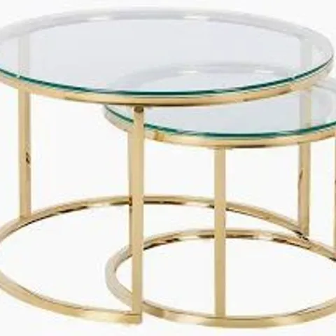 BOXED SOFIA GLASS COFFEE NEST OF TABLES - GOLD (1 BOX)