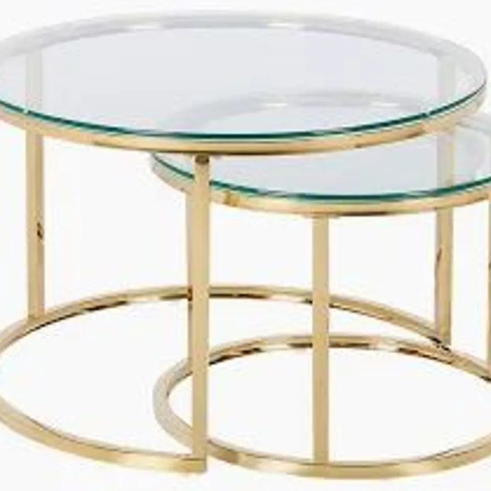 BOXED SOFIA GLASS COFFEE NEST OF TABLES - GOLD (1 BOX)
