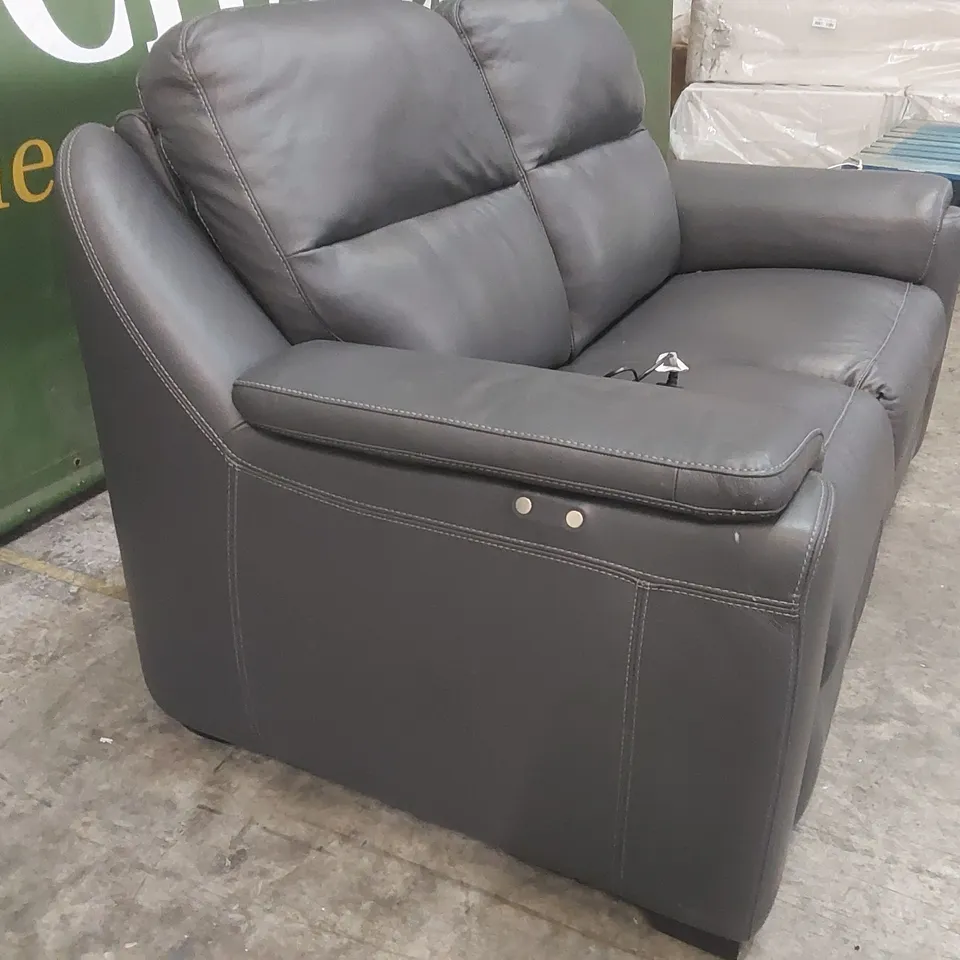 QUALITY DESIGNER ITALIAN MADE LEATHER AVILA ELECTRIC RECLINER SOFA - DARK GREY