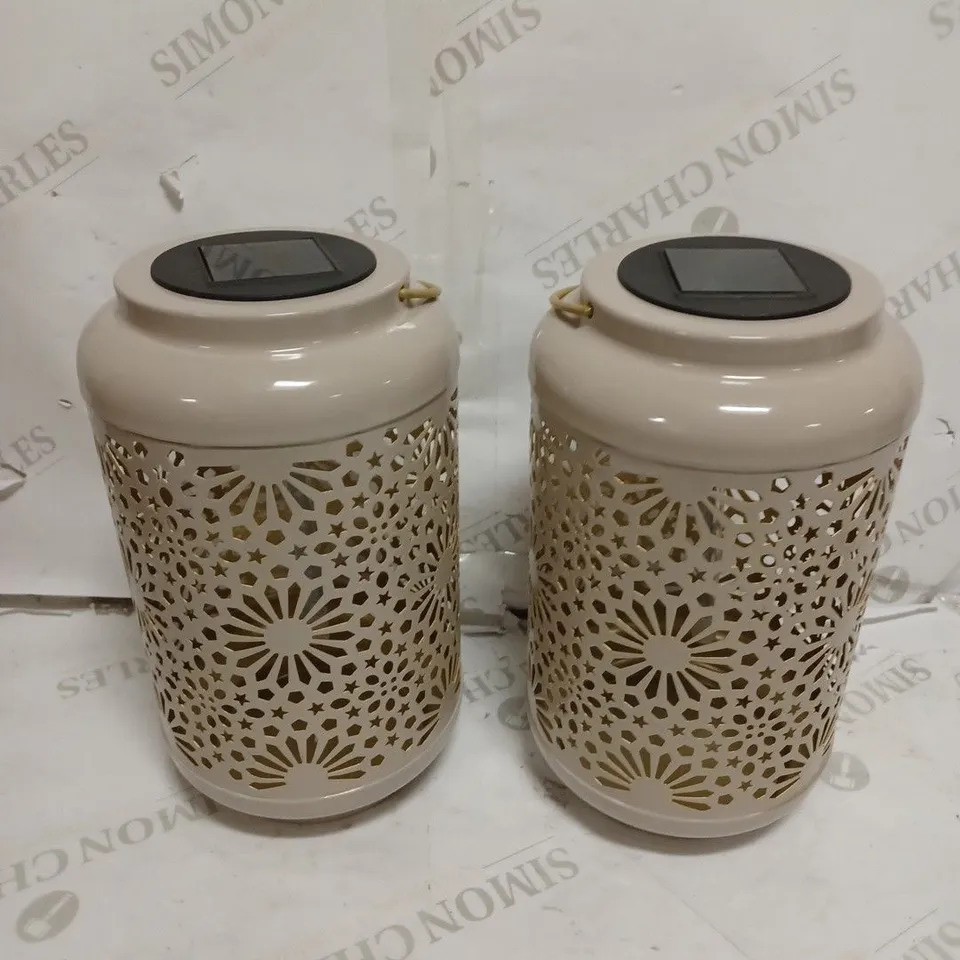 GARDEN REFLECTIONS SET OF 2 PATTERNED SOLAR LANTERNS