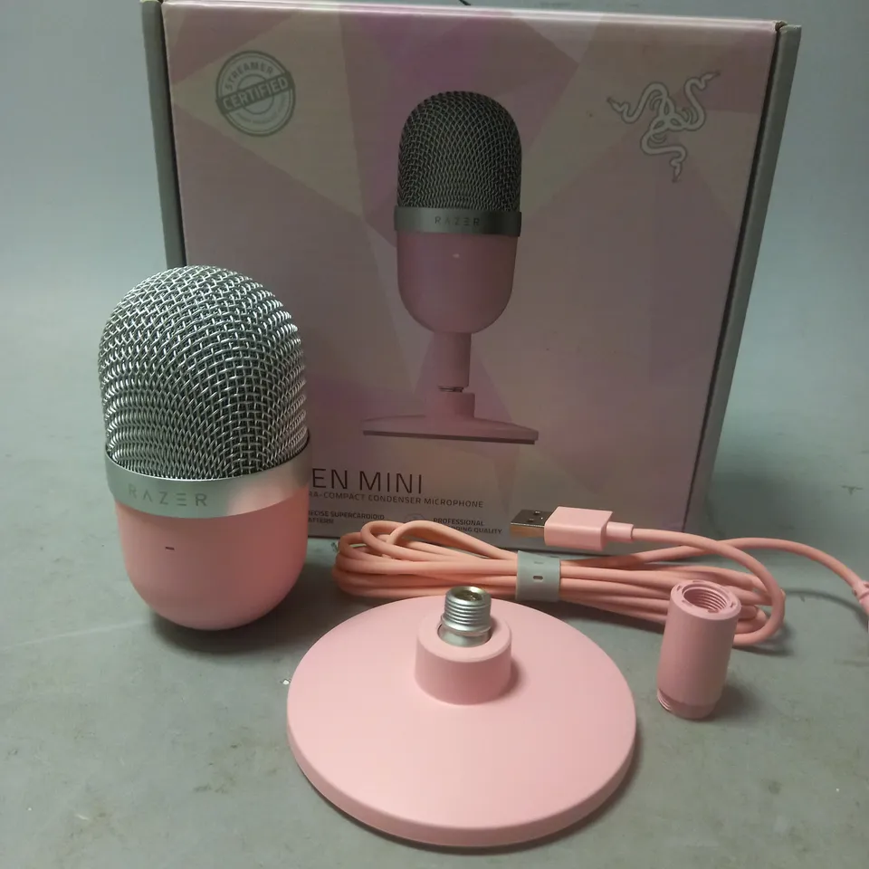 BOXED RAZER SEIREN MINI CONDENSER MICROPHONE - PINK