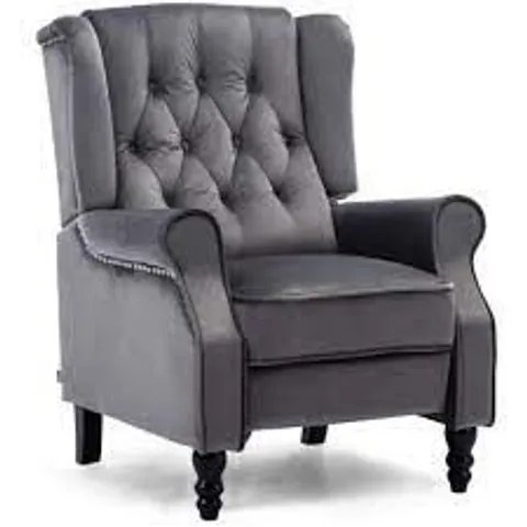 BOXED DESIGNER ALTHORPE PUSHBACK RECLINING EAST CHAIR GREY LEATHER 