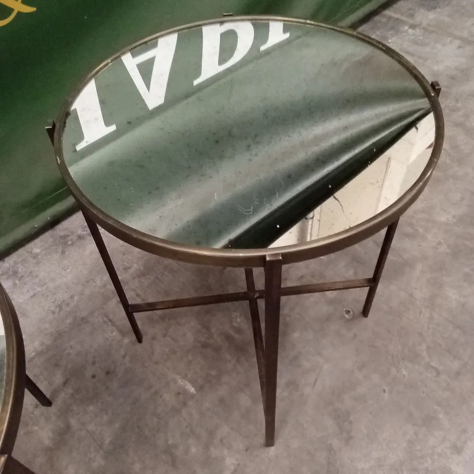 2 x QUALITY DESIGNER BRASS GLASS ROUND TABLES