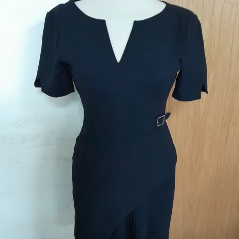KAREN MILLEN TAILORED MOLITARY PLEAT SHORT SLEEVE MINI DRESS IN BLACK SIZE 8
