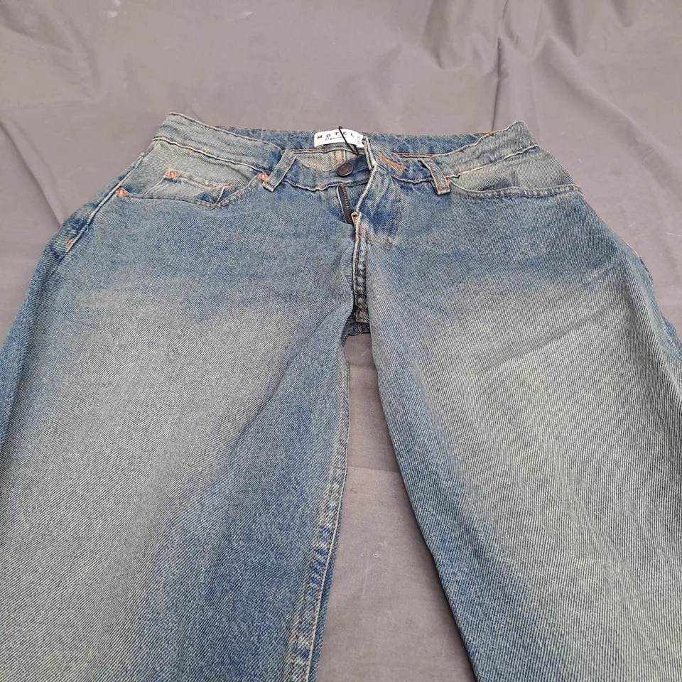 MOTEL DENIM ROOMY LOWRISE EXTREME BLUE GREEN JEANS - W26 L32