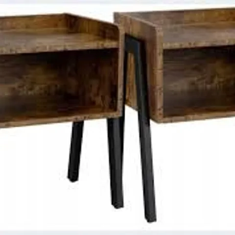 BOXED YAHEETECH SET OF 2 BEDSIDE TABLES - RUSTIC BROWN (1 BOX)