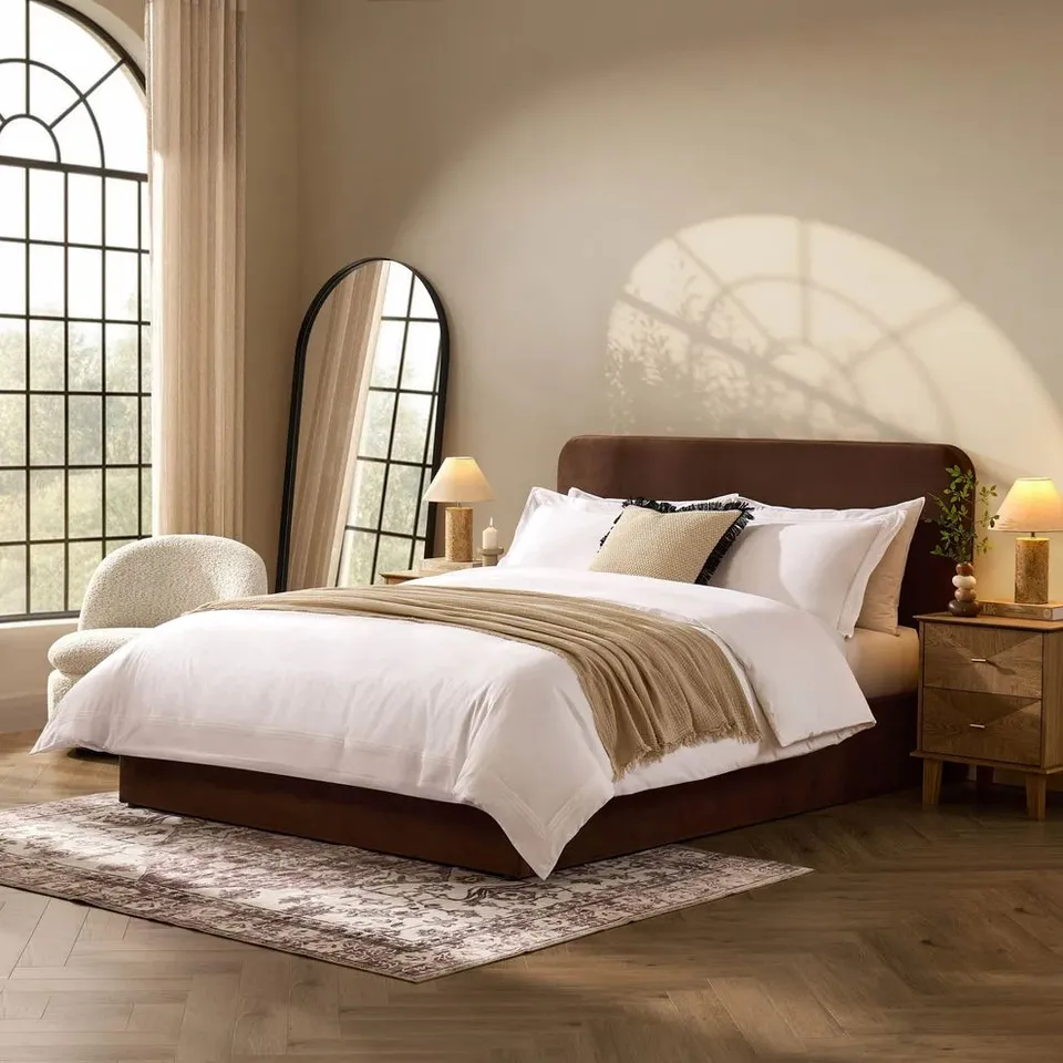 BOXED DUSK ASCOT OTTOMAN STORAGE BED - CAPPUCCINO // SIZE: 4FT SMALL DOUBLE (2 BOXES)